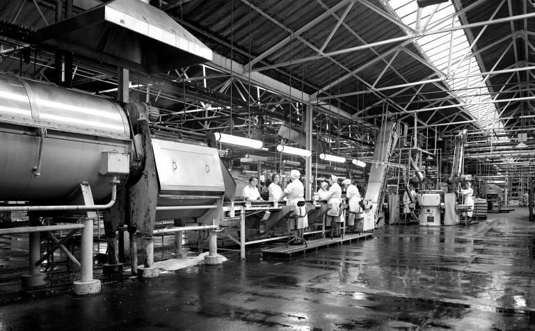 Photograph. HP Smedleys Factory Floor, Norwich Road (North Walsham Archive).