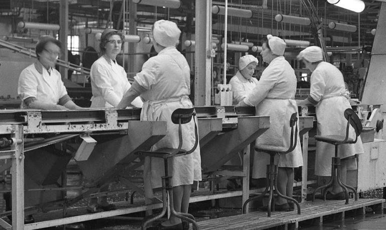 Photograph. HP Smedleys Factory Floor, Norwich Road (North Walsham Archive).