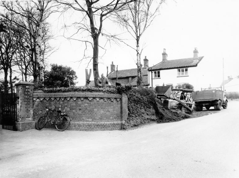 Photograph. Road Widening on Bacton Road, North Walsham (North Walsham Archive).